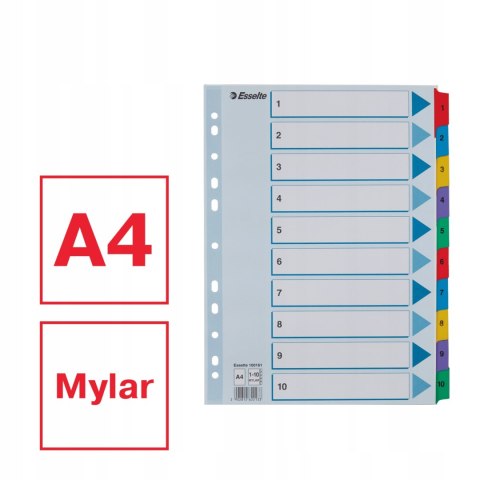 Przekładki kartonowe MYLAR A4 1-10 białe 100161 ESSELTE