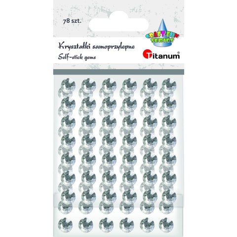 Kryształki samoprzylepne okrągłe srebrne 5mm, 78 szt. 307613 TITANUM