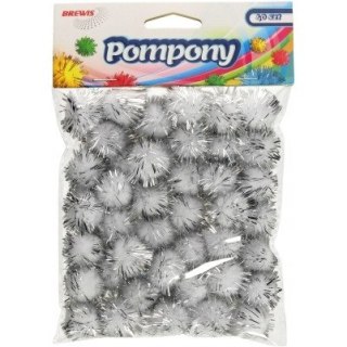 Pompony metaliczne 2cm (40sztuk) srebrne POM23 BREWIS