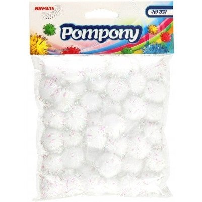 Pompony metaliczne 2cm białe (40 szt.) POM27 BREWIS