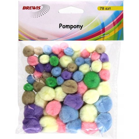 Pompony pastelowe 78 sztuk POM02 BREWIS