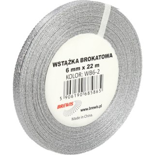 Wstążka brokatowa srebrna 6mm(2szt) WB6-2 BREWIS