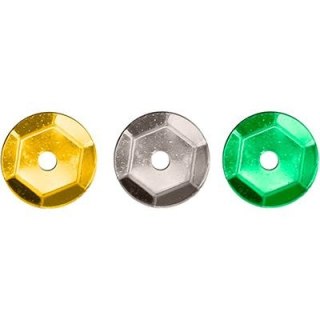 Cekiny okrągłę 8mm zestaw metaliczny 3 kol.x 5g złoty, zielony, srebrny TITANUM 414533