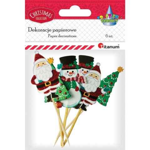 Dekoracje papierowa na piku (6 szt) Xmass 461779 TITANUM