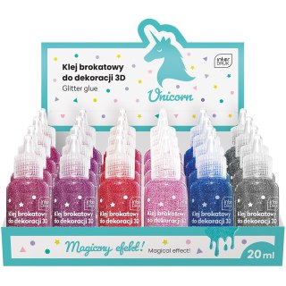 Klej brokatowy do dekoracji 3D 20ml UNICORN 24szt. INTERDRUK