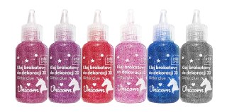 Klej brokatowy do dekoracji 3D 20ml UNICORN 24szt. INTERDRUK