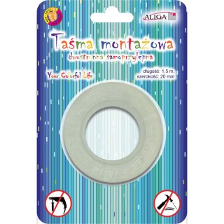 Taśma samoprzylepna przezroczysta dwustronna 20mm x 1,5 m PSD-2397 ALIGA