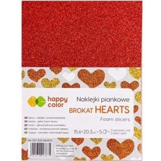 Naklejki brokatowe A5 Serca 5 ark, 2 złote/ 3 czerwone HA 7137 1520-HEARTS Happy Color