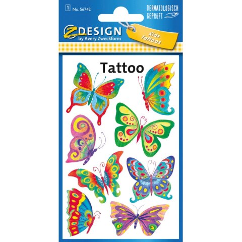 Naklejki tatuaże dla dzieci MOTYLE 56742 Z-DESIGN KIDS TATTOO AVERY ZWECKFORM