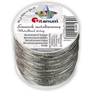 Sznurek metalizowany srebrny 1,5mm x 50m 440762 TITANUM