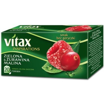 Herbata VITAX INSPIRATIONS (20 torebek) zielona, żurawina i malina 40g