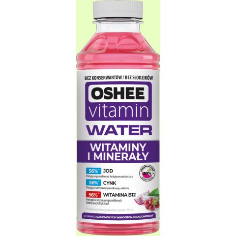 Napój OSHEE VITAMIN WATER Witaminy i Minerały o smaku czerwonych winogron/dragonfruit 555ml