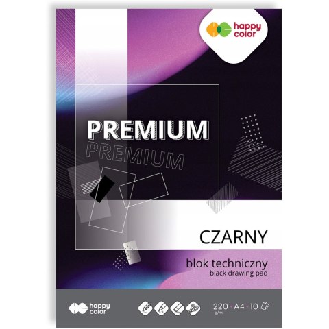 Blok techniczny A4 10k 220g czarny PREMIUM HA 3722 2030-9 HAPPY COLOR