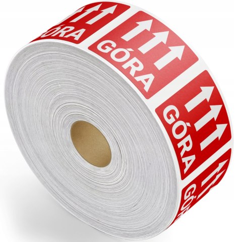 Etykieta ostrzegawcza "GÓRA" 55x55mm papierowa na roli (1000szt) BULK