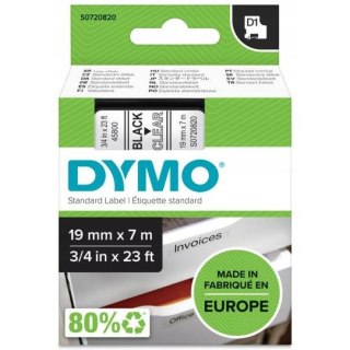 Taśma czarny nadruk na przezroczystym 19mm x 7m DYMO S0720820