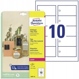 Zawieszki foliowe (10 arkuszy) 90x50mm Quick&Clean T3001-10 AVERY ZWECKFORM