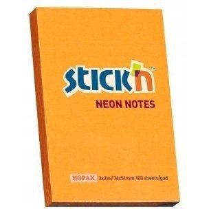 Bloczek STICK"N 76x51mm 100k pomarańczowy neon 21160