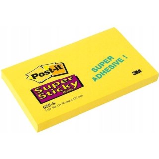 Bloczek samoprzylepny 127x76mm 655-S żółty SUPER STICKY 70005288512 POST-IT 3M