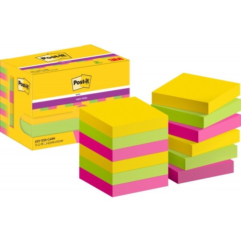 Bloczki samoprzylepne POST-IT Super Sticky, 47,6 x47,6mm 12x90kart. CARNIVAL 3M4064035065744