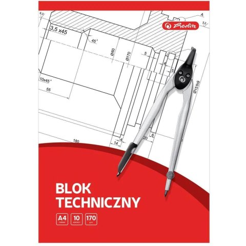 Blok techniczny A4 10k biały 170g 09583626 HERLITZ