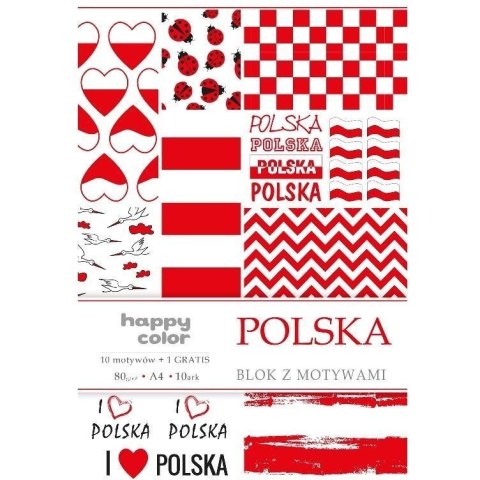 Blok z motywami POLSKA A4 10ark.,10motyw. HAPPY COLOR HA 3808 2030-PL