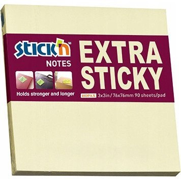 Notes samoprzylepny EXTRA STICKY 76x76 żółty pastel 90k STICK`N 21660