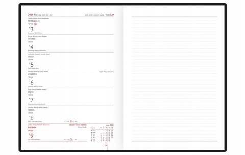 Kalendarz A5 NOTE książkowy (NT3), 12 czarny linea / czerwony TELEGRAPH