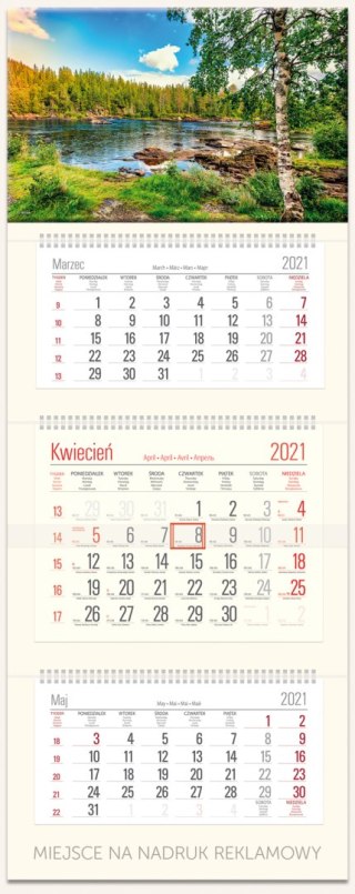 Kalendarz Trójdzielny z główką T13 BRZASK - krem 380 x 990 mm TELEGRAPH