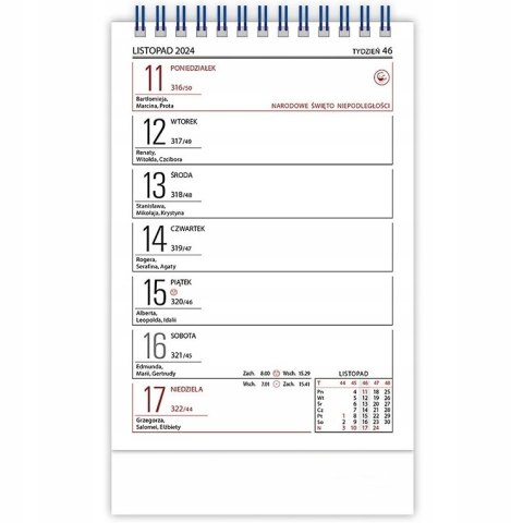 Kalendarz biurowy ZODIAK H6 stojący pionowy 118x193mm 2024 TELEGRAPH