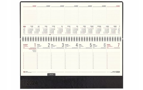 Kalendarz biurowy leżący MANAGER LUX (H2), 26 - czarny półmat 317 x 115 mm TELEGRAPH