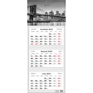 Kalendarz trójdzielny 82.5x34cm Miasto INTERDRUK