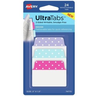 Zakładki indeksujące samoprzylepne 50,8x38,1mm kolorowe z wzorem kropki Ultra Tabs 74773 AVERY ZWECKFORM