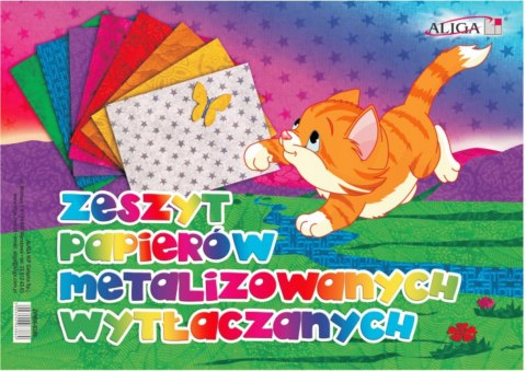 Zeszyt papierów metalizowanych wytłaczany, 8 wzorów i kolorów B5, ZPMW-6385 ALIGA