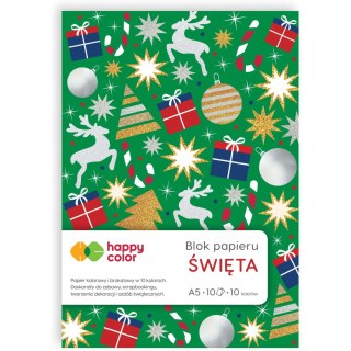 Zeszyt papierów kolorowych XMAS A5 150-230g 10ark 5 met brokat+5 kolorów HA 3815 1520-XM HAPPY COLOR