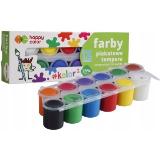 Farba plakatowa HAPPY COLOR TEMPERA 12kol x25ml HA 3310 0025-K12