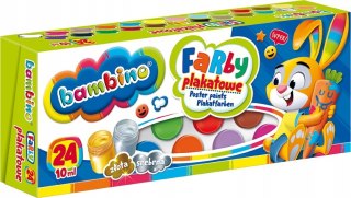 Farby plakatowe 24 kolory, 10 ml BAMBINO