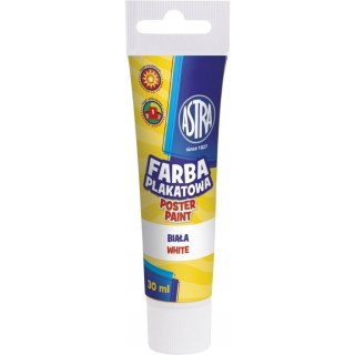 Farba plakatowa tuba 30 ml - biała 83110904 ASTRA