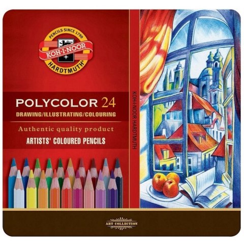 Kredki POLYCOLOR 24 kolory opakowanie metalowe 3824 KOH-I-NOOR