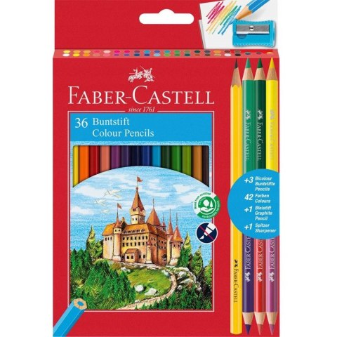 Kredki ZAMEK 36kol. dwustronne +3 kredki dwustronne +ołówek+temperówka 110336 FABER CASTELL