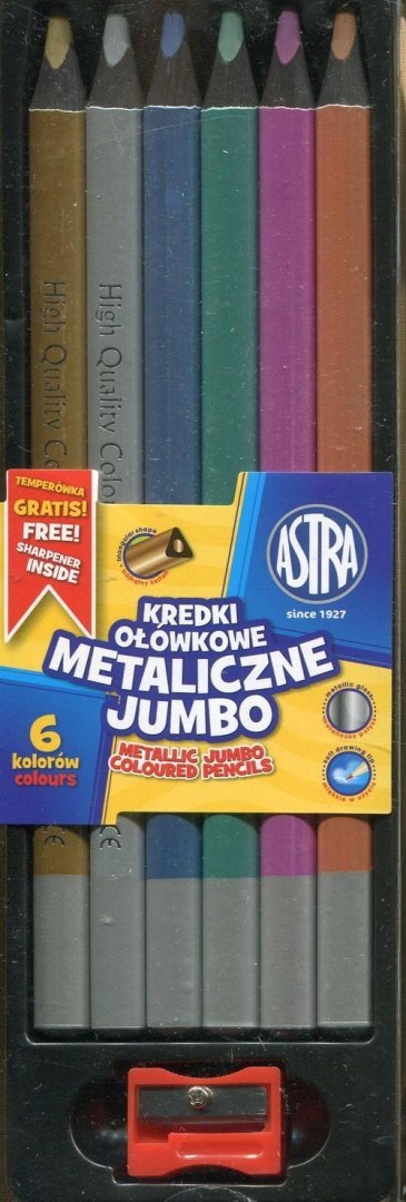 Kredki ołówkowe Jumbo metaliczne 6 kolorów 312118007 ASTRA