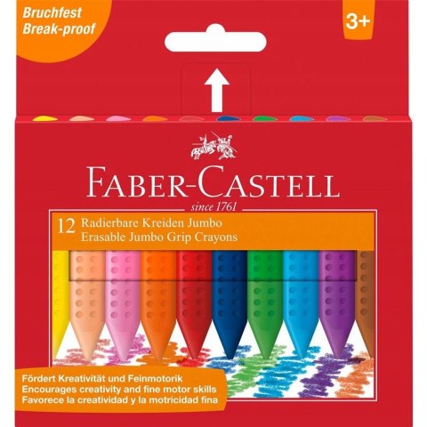 Kredki świecowe GRIP JUMBO trójkątne 12 kolorów FABER-CASTELL 122540 FC