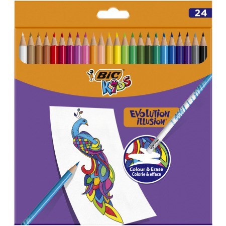 Kredki KIDS EVOLUTION ILLUSION ołówkowe pudełko 24kol. 9878691 BIC