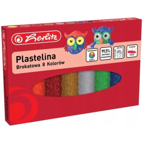 Plastelina 8 kolorów brokatowa 9589003 HERLITZ