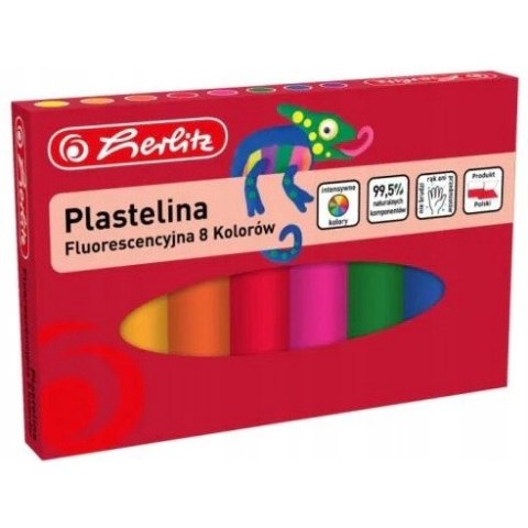 Plastelina 8 kolorów fluorescencyjna 9588997 HERLITZ