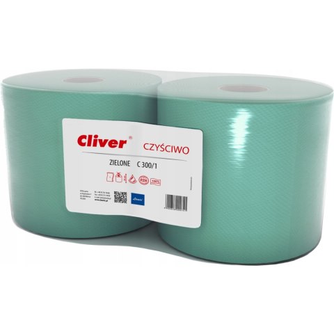 Czyściwo w roli 25cm*300m (2 rolki) zielone makulatura CLIVER GREEN 300/1 0741