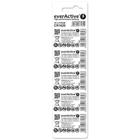 Bateria EVERACTIVE CR1620/DL1620/BR1620 3V litowa blister (5szt)