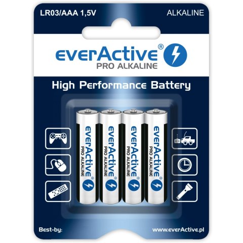 Bateria EVERACTIVE Pro Alkaline AAA/LR03 alkaliczna blister (4szt)