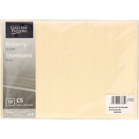 Koperta C5 Gładka kremowa 150g. (10szt.) 280692 Galeria Papieru