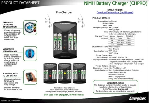 Ładowarka do akumulatorków Ni-MH ENERGIZER PRO + 4xAA/HR6 2000mAh