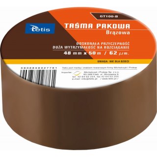 Taśma pakowa brązowa 48mmx50m GT-100-B TETIS